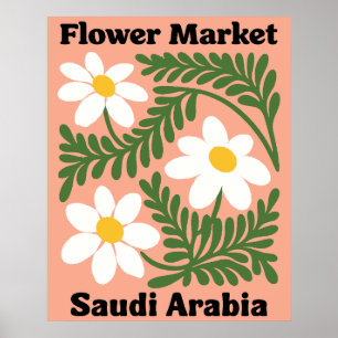 Saudi-Arabië Bloemenmarkt Witte Madeliefjes Muur Poster