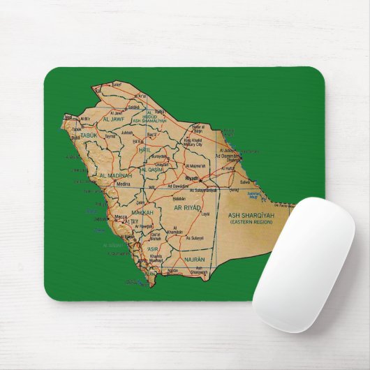 Saudi-Arabië Kaart Mousepad Muismat (Met muis)