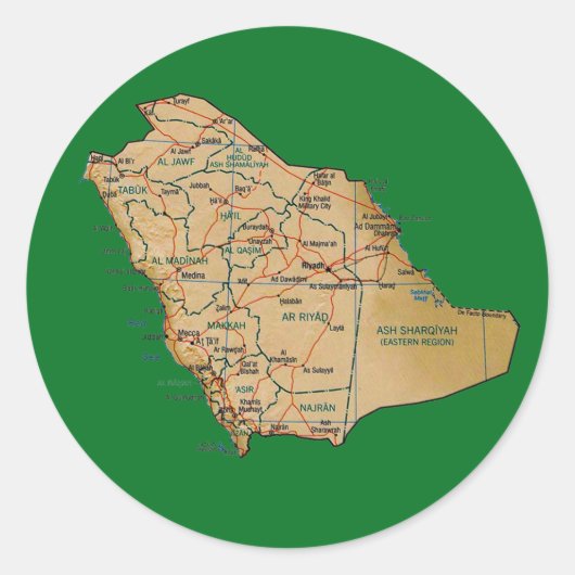 Saudi-Arabië Kaart Sticker (Voorkant)