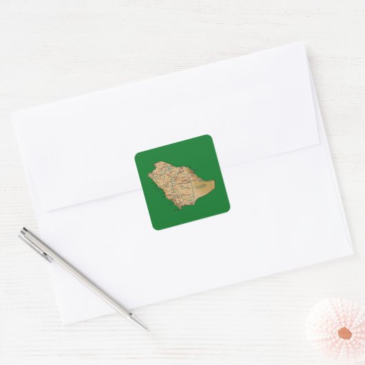 Saudi-Arabië kaarttest Vierkante Sticker (Envelop)