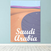 Saudi-Arabië: oud poster reizen Canvas Afdruk (Insitu (Houten vloer))