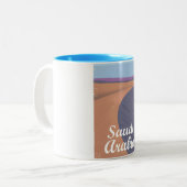 Saudi-Arabië: oud poster reizen Tweekleurige Koffiemok (Voorkant links)