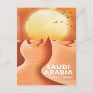 Saudi-Arabië Per Vliegtuig reisposter Briefkaart