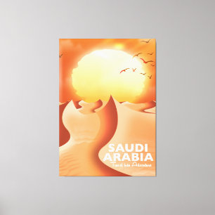 Saudi-Arabië Per Vliegtuig reisposter Canvas Afdruk