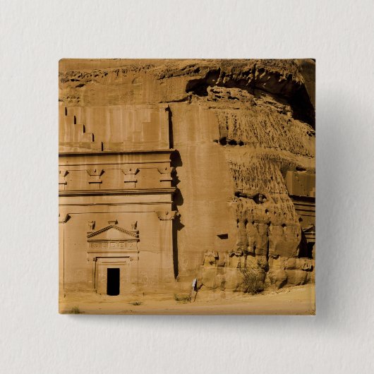 Saudi-Arabië, plaats Madain Saleh, oud 3 Vierkante Button 5,1 Cm (Voorkant)
