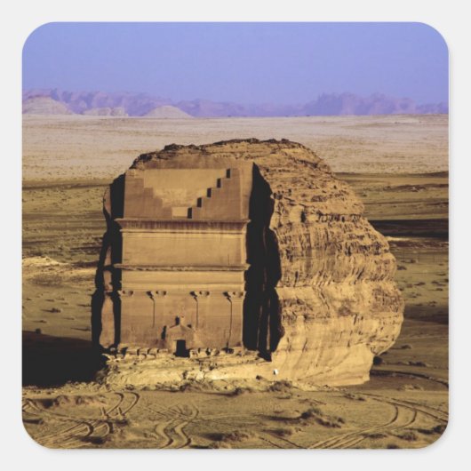 Saudi-Arabië, plaats Madain Saleh, oud Vierkante Sticker (Voorkant)