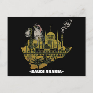 Saudi-Arabië valk en moskee gouden kaart Arabisch 