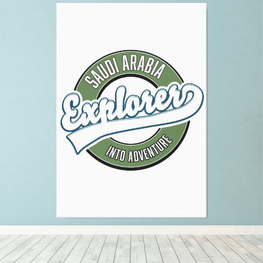Saudi-Arabië verkenner in avontuurlijke logo Canvas Afdruk (Insitu (Houten vloer))