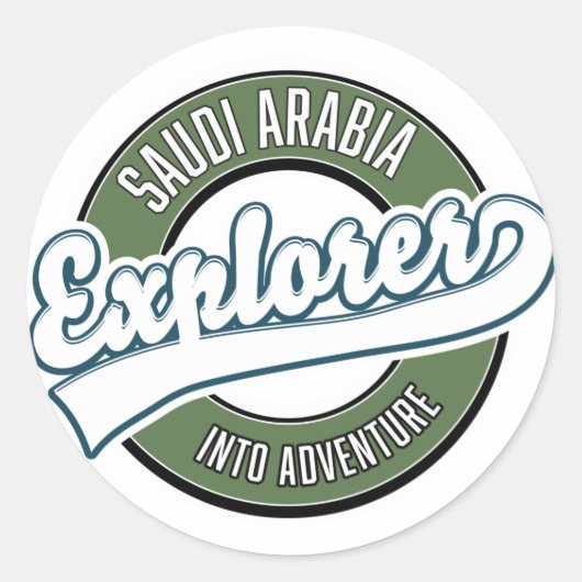 Saudi-Arabië verkenner in avontuurlijke logo Ronde Sticker (Voorkant)