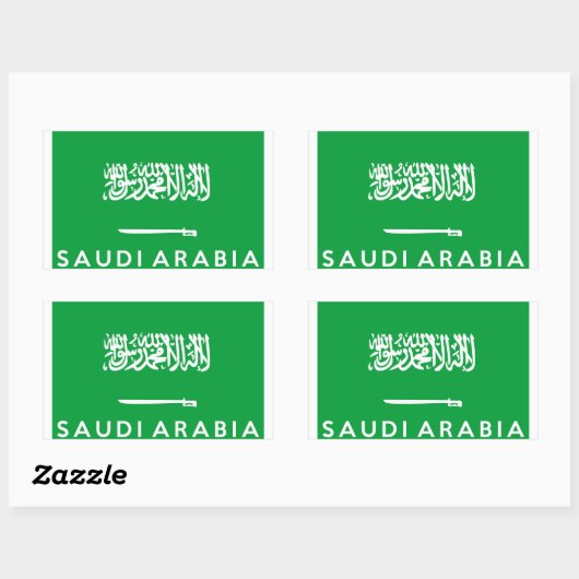 saudi - arabië - vlagland - naam rechthoekige sticker (Vel)