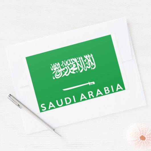 saudi - arabië - vlagland - naam rechthoekige sticker (Envelop)