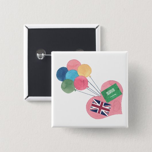saudi - britse vierkant pinback button (Voorkant /achterkant)