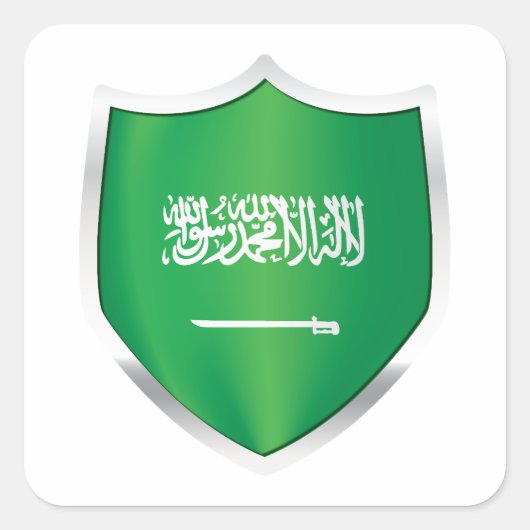 Saudische Silver Shield Flag Vierkante Sticker (Voorkant)