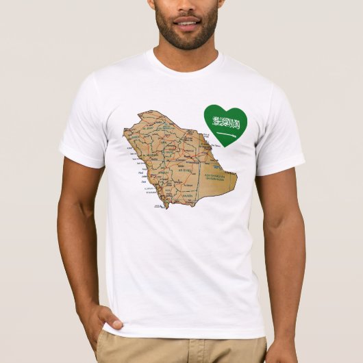 Saudische vlag en landkaart T-Shirt (Voorkant)