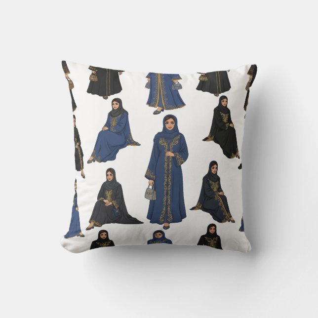 Saudische vrouwen in kleurrijke Abayas patroon Kussen (Voorkant)