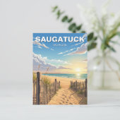 Saugatuck Beach Michigan Reizen Briefkaart (Staand voorkant)