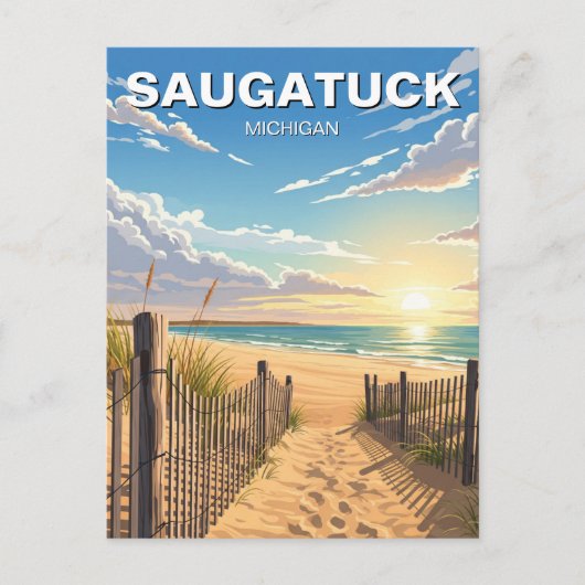 Saugatuck Beach Michigan Reizen Briefkaart (Voorkant)