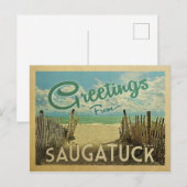 Saugatuck Beach Vintage Travel Briefkaart (Voorkant / Achterkant)