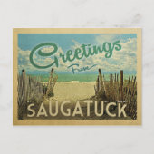 Saugatuck Beach Vintage Travel Briefkaart (Voorkant)