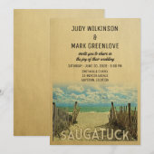 Saugatuck Beach Vintage Wedding Invitation Kaart (Voorkant / Achterkant)