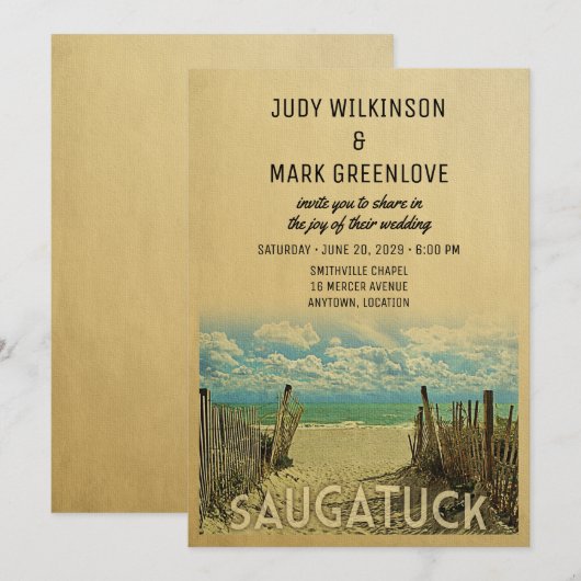 Saugatuck Beach Vintage Wedding Invitation Kaart (Voorkant / Achterkant)