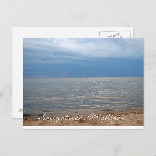 Saugatuck, Briefkaart van het Strand van Michigan (Voorkant / Achterkant)