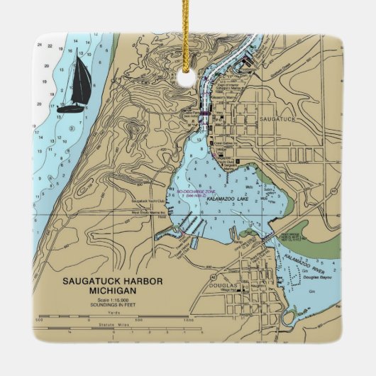 Saugatuck Douglas MI Nautical Chart Keramisch Ornament (Achterkant)