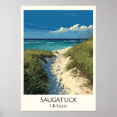Saugatuck Michigan  Dune Beach Travel Art Poster (Voorkant)