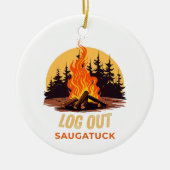 Saugatuck Michigan Kampvuur Keramisch Ornament (Voorkant)