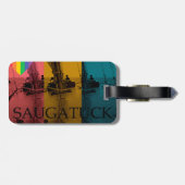Saugatuck Michigan Sailing Rainbow Vintage Bagagelabel (Achterkant horizontaal)