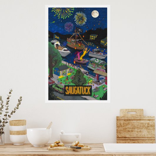 Saugatuck (nacht) groot Poster (Keuken)