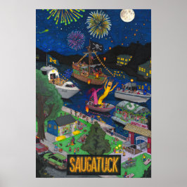 Saugatuck Night Poster (klein, 13 x 19 inch)