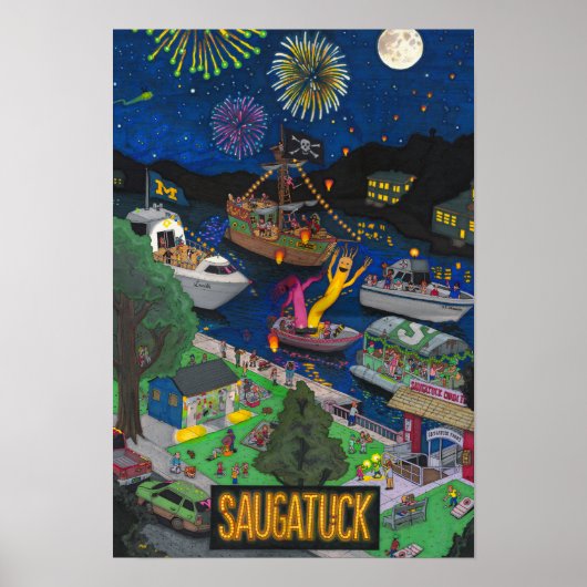 Saugatuck Night Poster (klein, 13 x 19 inch) (Voorkant)