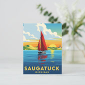 Saugatuck Sailboat Michigan Reizen Briefkaart (Staand voorkant)