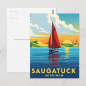 Saugatuck Sailboat Michigan Reizen Briefkaart (Voorkant / Achterkant)