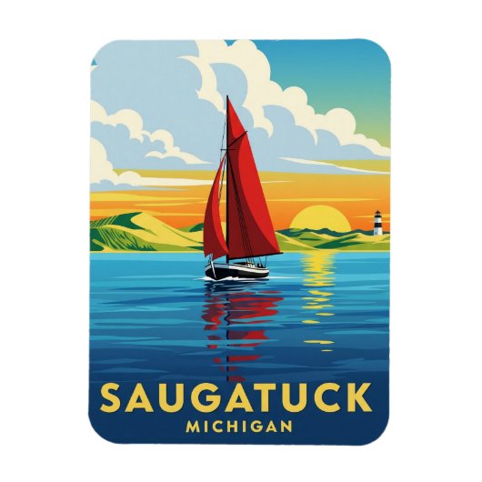 Saugatuck Sailboat Michigan Reizen Magneet (Verticaal)