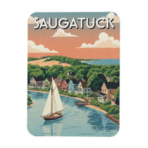 Saugatuck Zeilboot Michigan Reizen Magneet