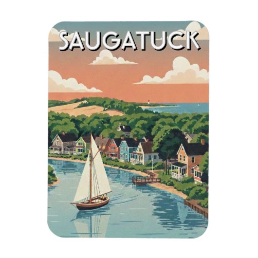 Saugatuck Zeilboot Michigan Reizen Magneet (Verticaal)