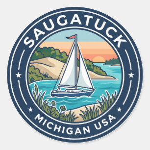 Saugatuck Zeilboot Michigan Ronde Sticker
