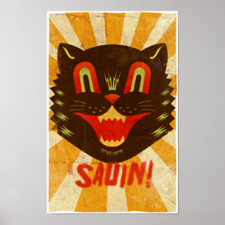 Sauin! Halloween Black Cat Poster