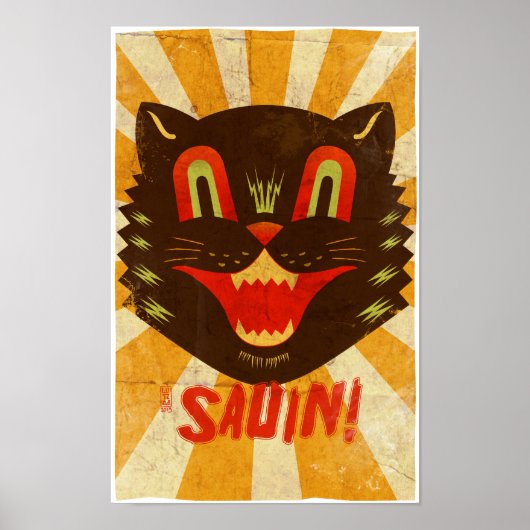 Sauin! Halloween Black Cat Poster (Voorkant)