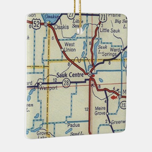 Sauk Center MN  Map Keramisch Ornament (Rechts)
