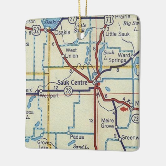 Sauk Center MN Map Keramisch Ornament (Links)
