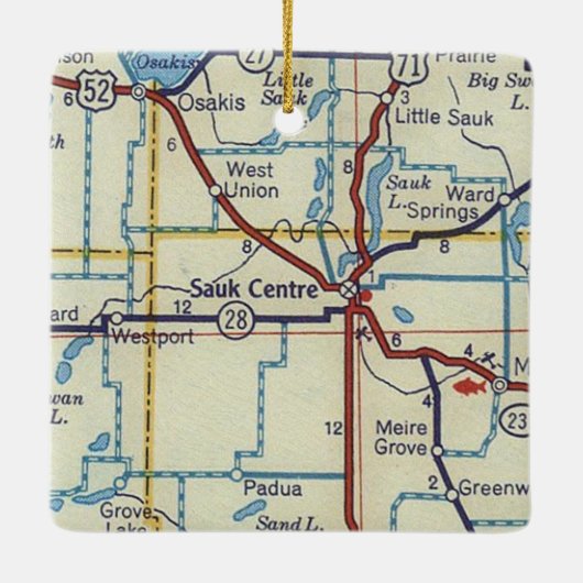 Sauk Center MN  Map Keramisch Ornament (Achterkant)