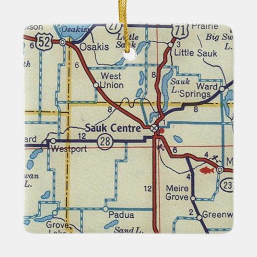 Sauk Center MN  Map Keramisch Ornament (Voorkant)