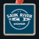 Sauk River Washington Kayaking Metalen Ornament<br><div class="desc">De Sauk is een zijrivier van de ongeveer 45 mijl lange Skagit in het noordwesten van Washington. De rivier ontwatert een gebied van de High Cascade Range in de waterscheiding van Puget Sound ten noorden van Seattle.</div>