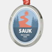 Sauk Wild en Schilderachtig River Washington Metalen Ornament (Links)