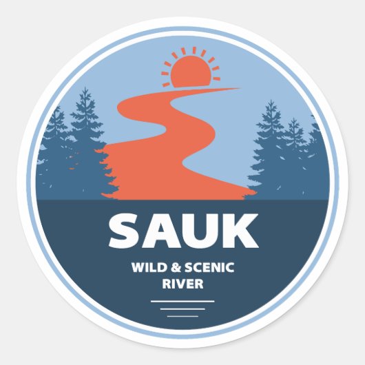 Sauk Wild en Schilderachtig River Washington Ronde Sticker (Voorkant)