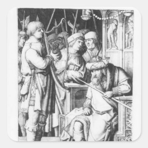 Saul Listening to David Play the Harp Vierkante Sticker