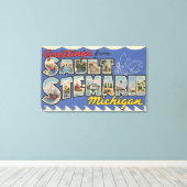 Sault Ste. Marie, Michigan - Grote brief Canvas Afdruk (Insitu (Houten vloer))